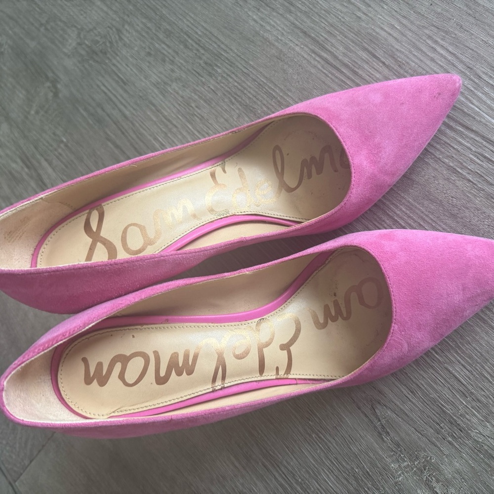 Sam Edelman Pink Suede Pointed-Toe D'Orsay Heels - Picture 3 of 3